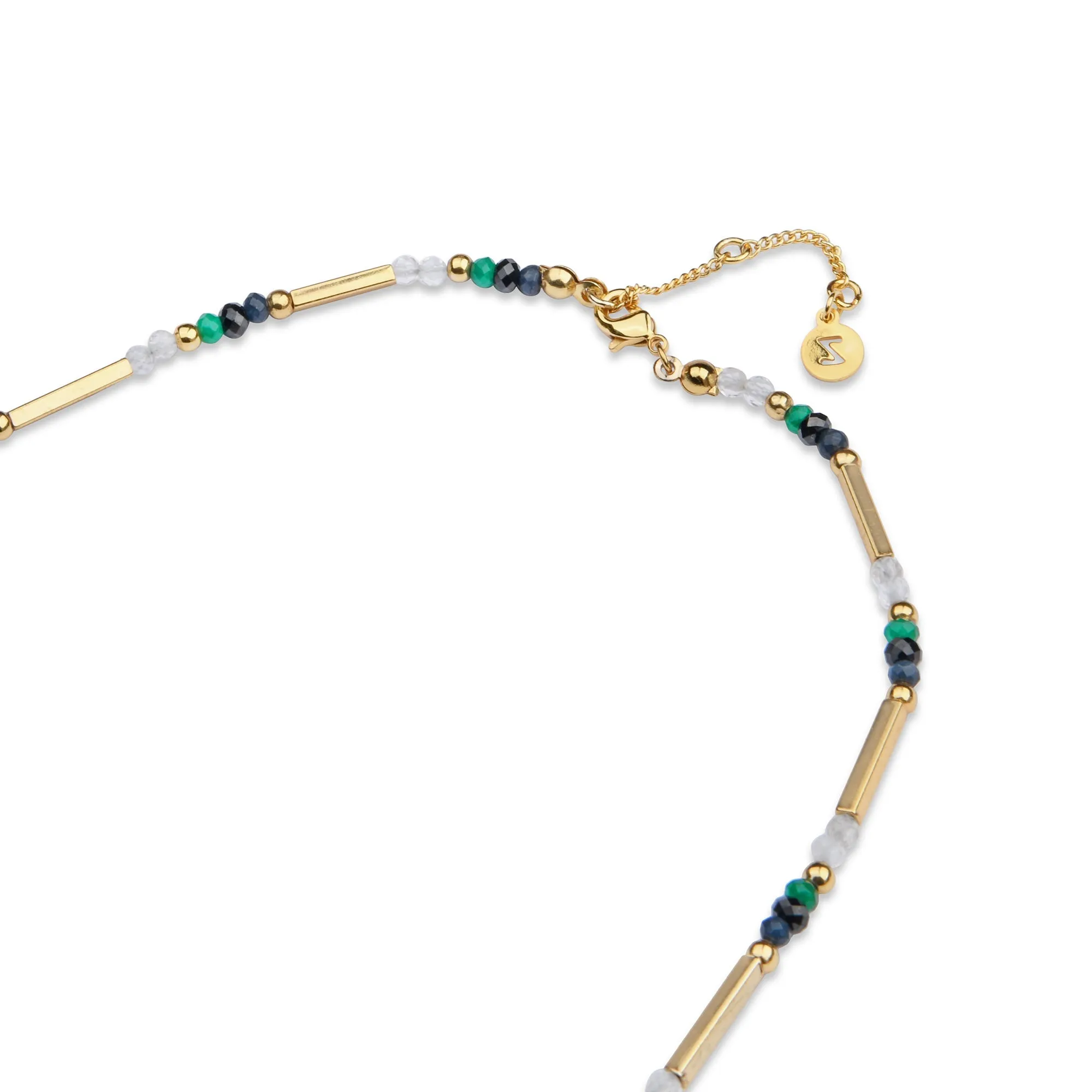 Real Gold Plated Z Mixed Stone Necklace