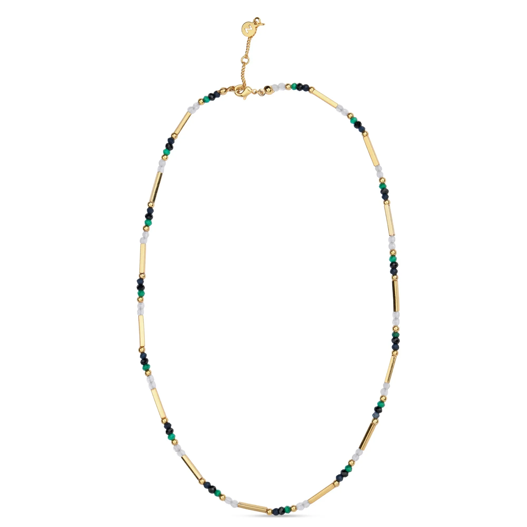 Real Gold Plated Z Mixed Stone Necklace