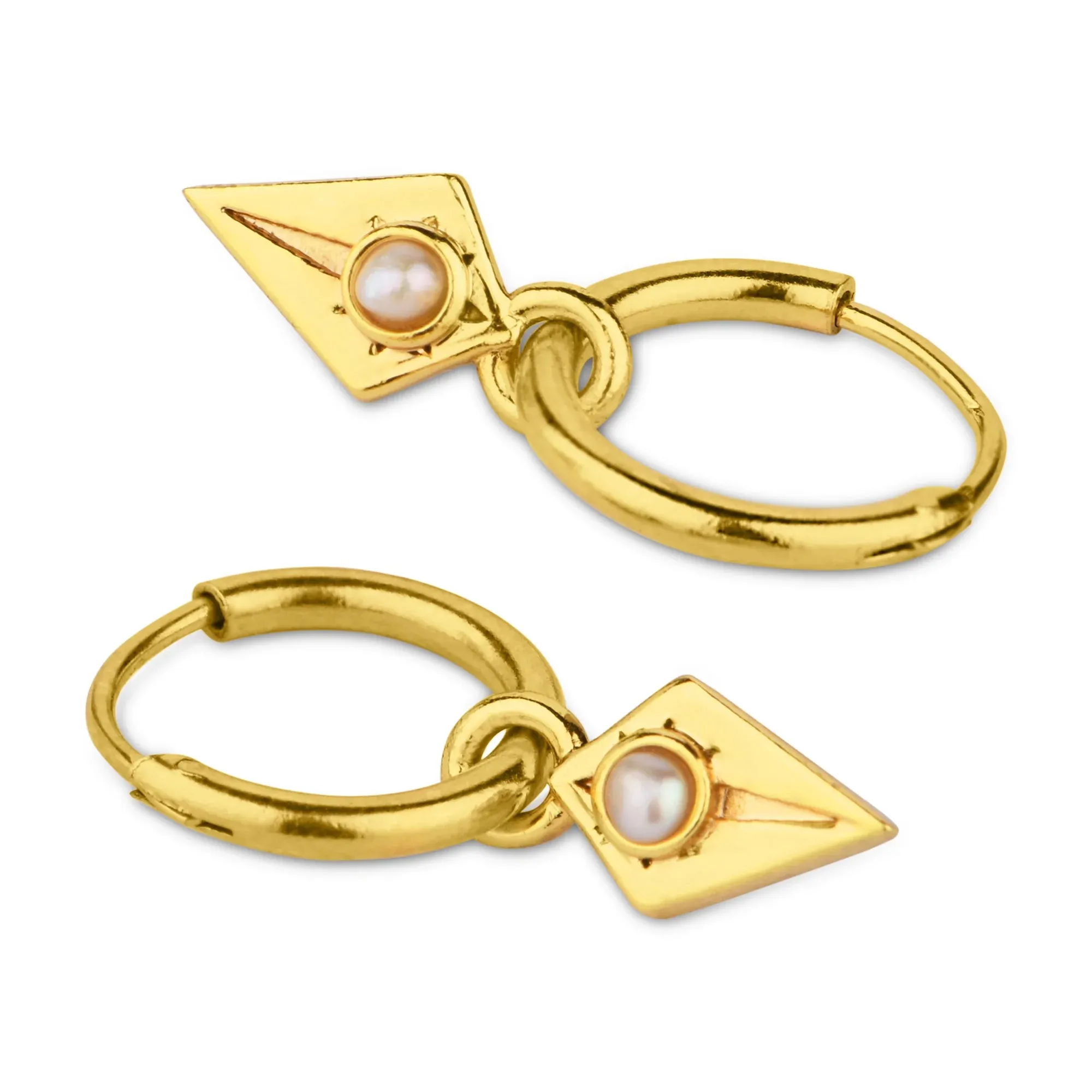 Real Gold Plated Z Pearls Triangle Hoops Earring For Women By Accessorize London