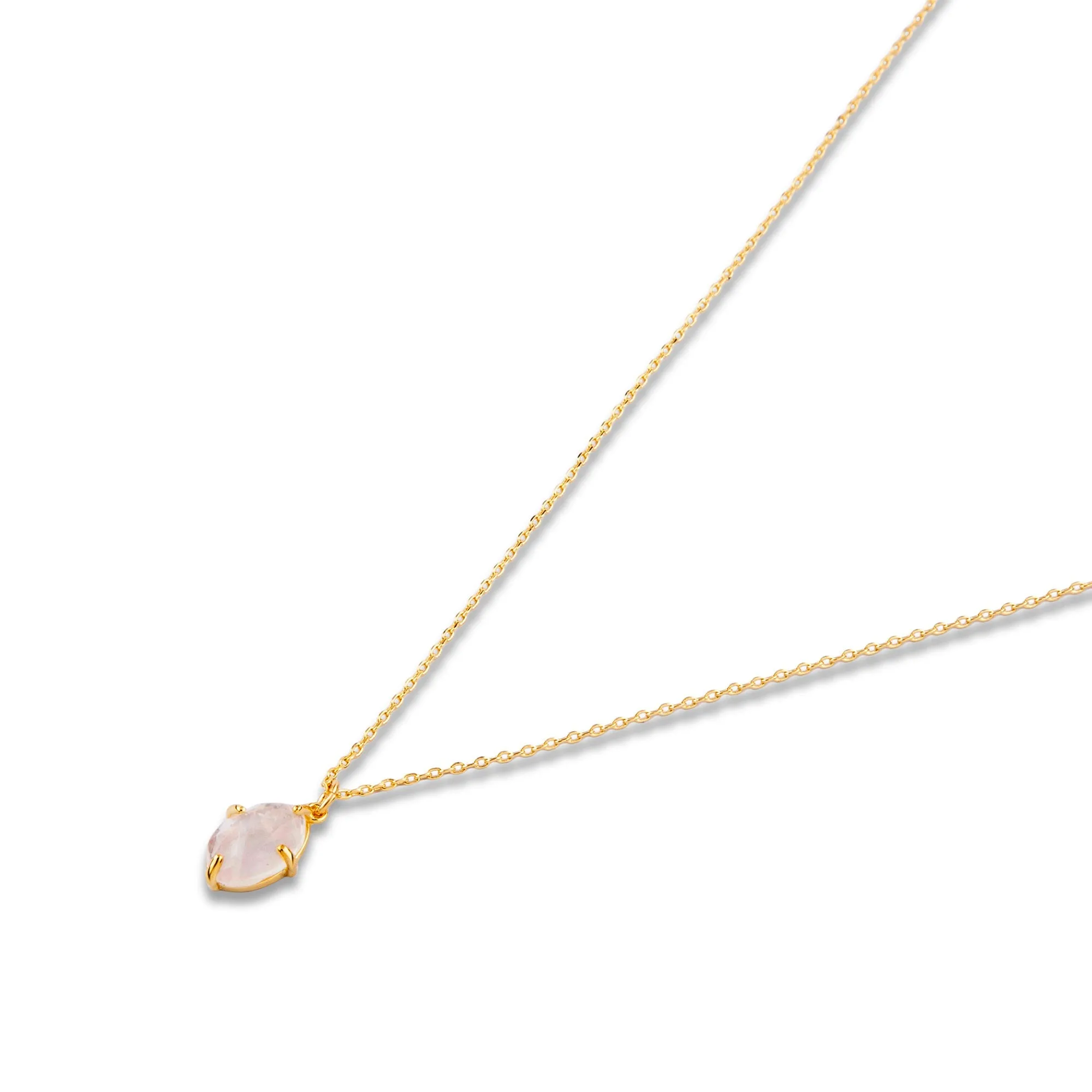 Real Gold-Plated Z Rose Quartz Pendant Necklace