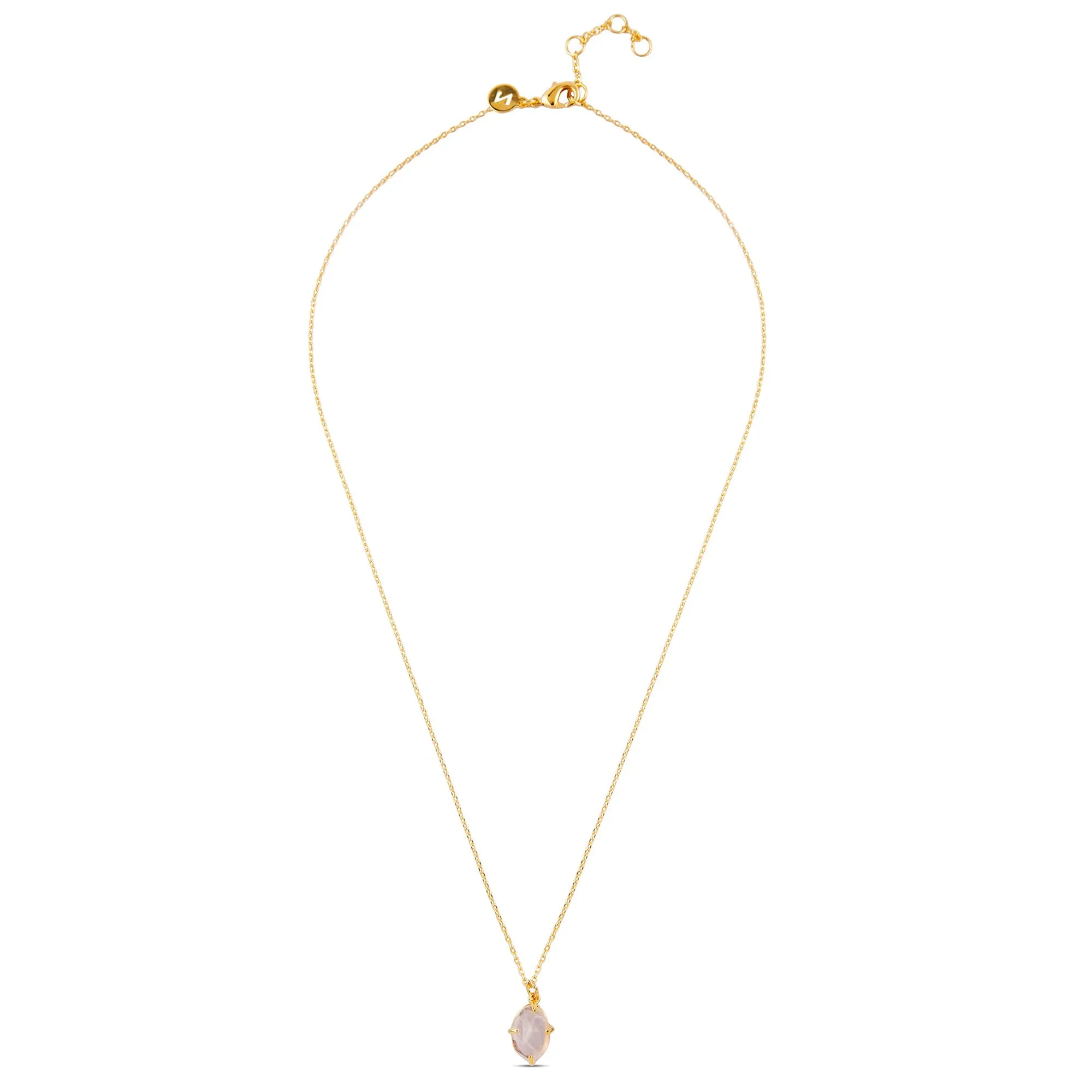 Real Gold-Plated Z Rose Quartz Pendant Necklace