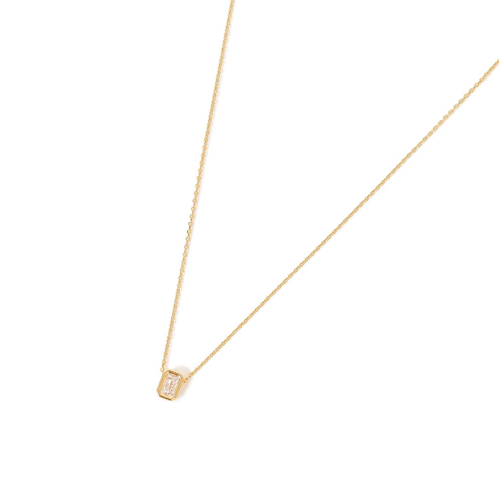 Real Gold Plated Z Sparkle Baguette Cut Pendant Necklace