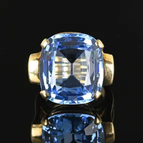 Retro 22 CTW Cushion Cut Blue Topaz Ring in 14K Gold