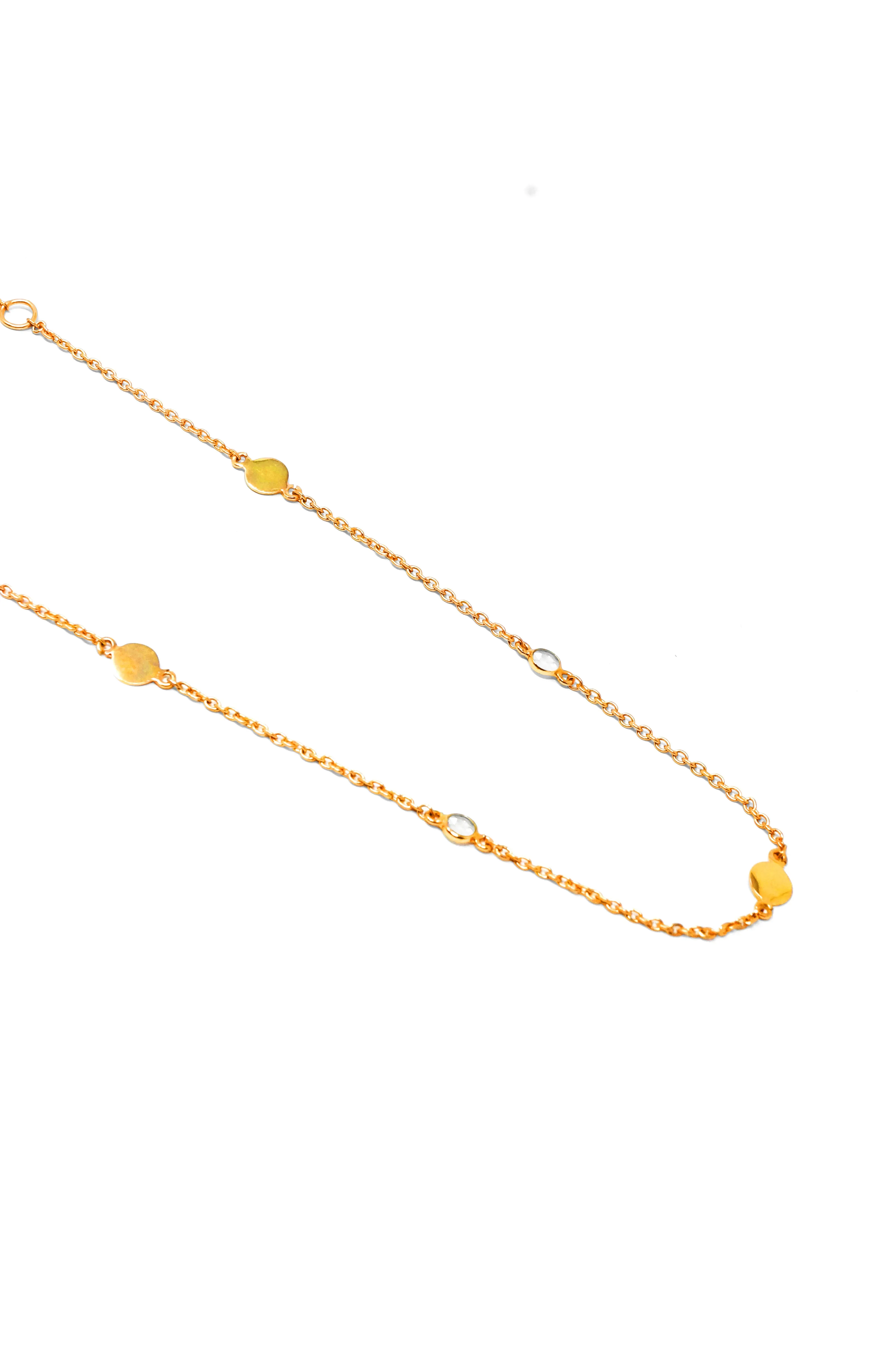 Retro Sparkle Station Gold Plated Sterling Silver Chain Necklace