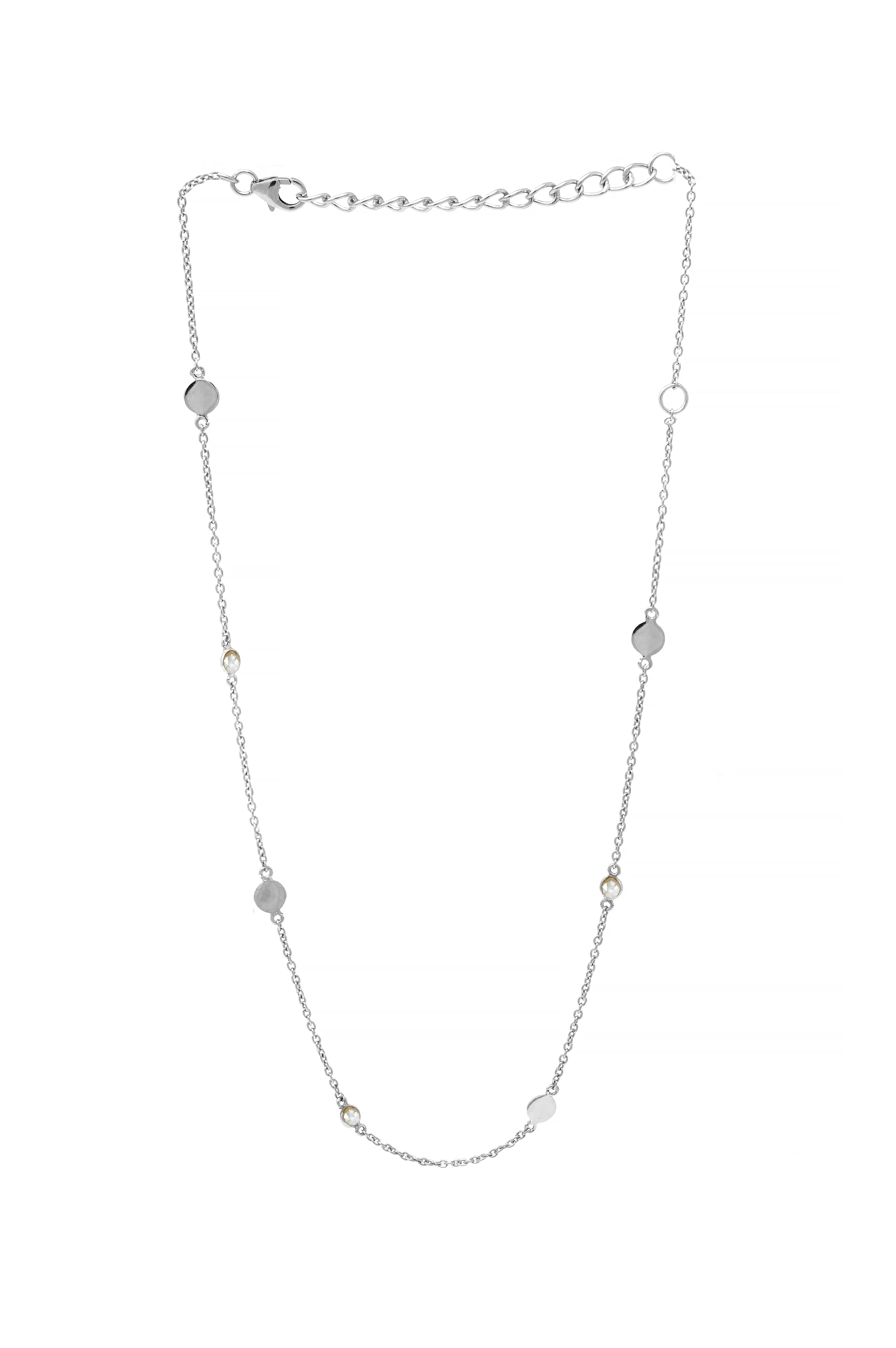 Retro Sparkle Station Gold Plated Sterling Silver Chain Necklace