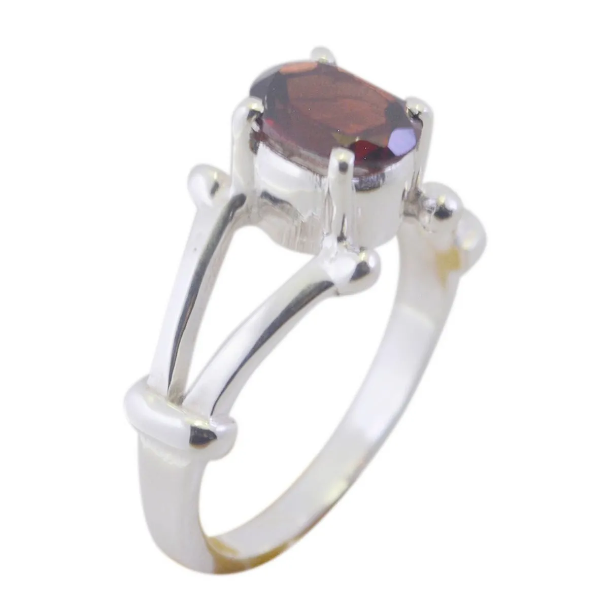 Riyo Adorable Gemstone Garnet Solid Silver Ring Bedazzled Jewelry