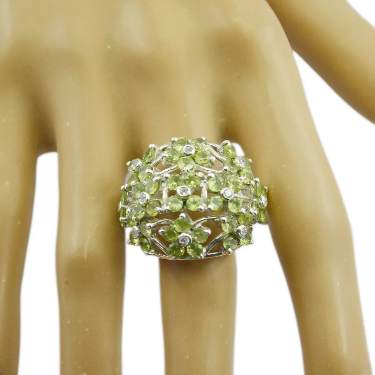 Riyo Excellent Gemstones Peridot 925 Sterling Silver Ring Gift