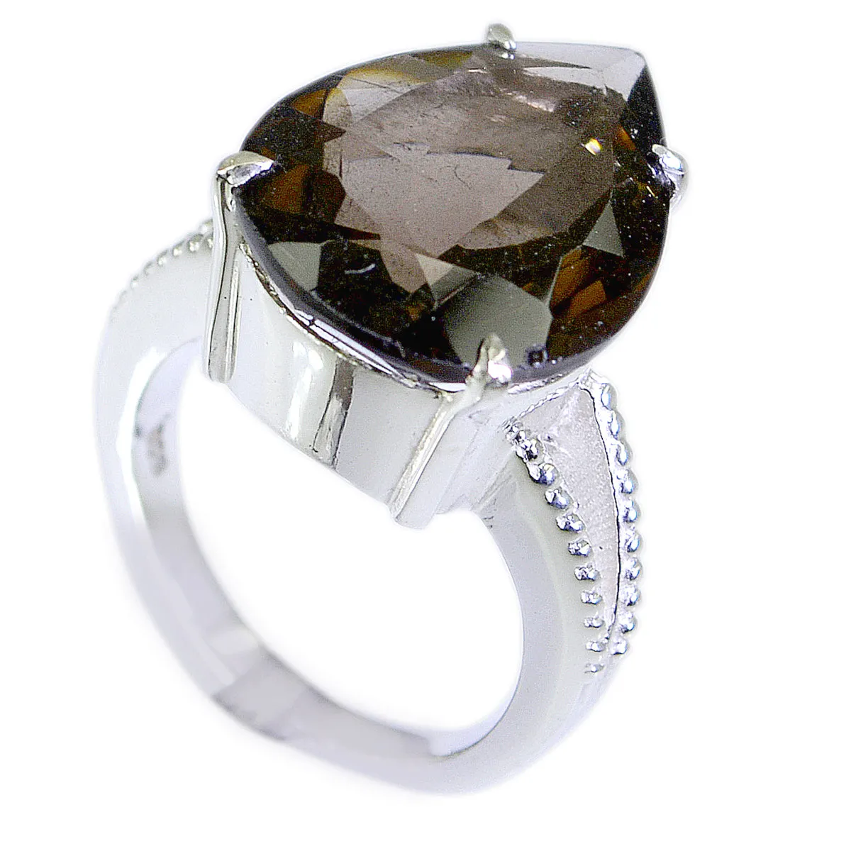 Riyo Fair Gems Smoky Quartz 925 Sterling Silver Ring Man Jewelry