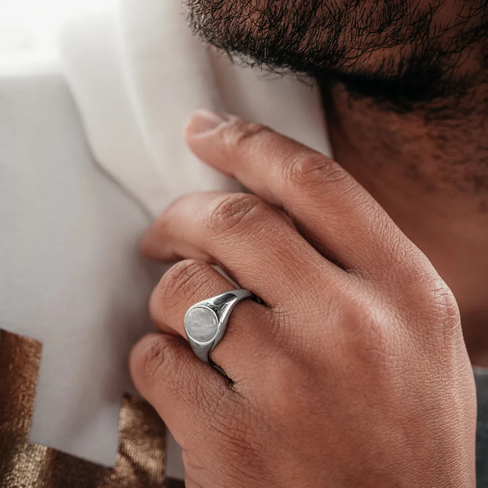 Rose Quartz Signet Ring - Gold