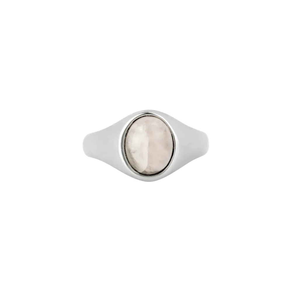 Rose Quartz Signet Ring - Gold