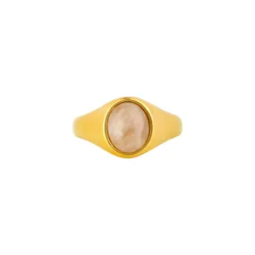 Rose Quartz Signet Ring - Gold