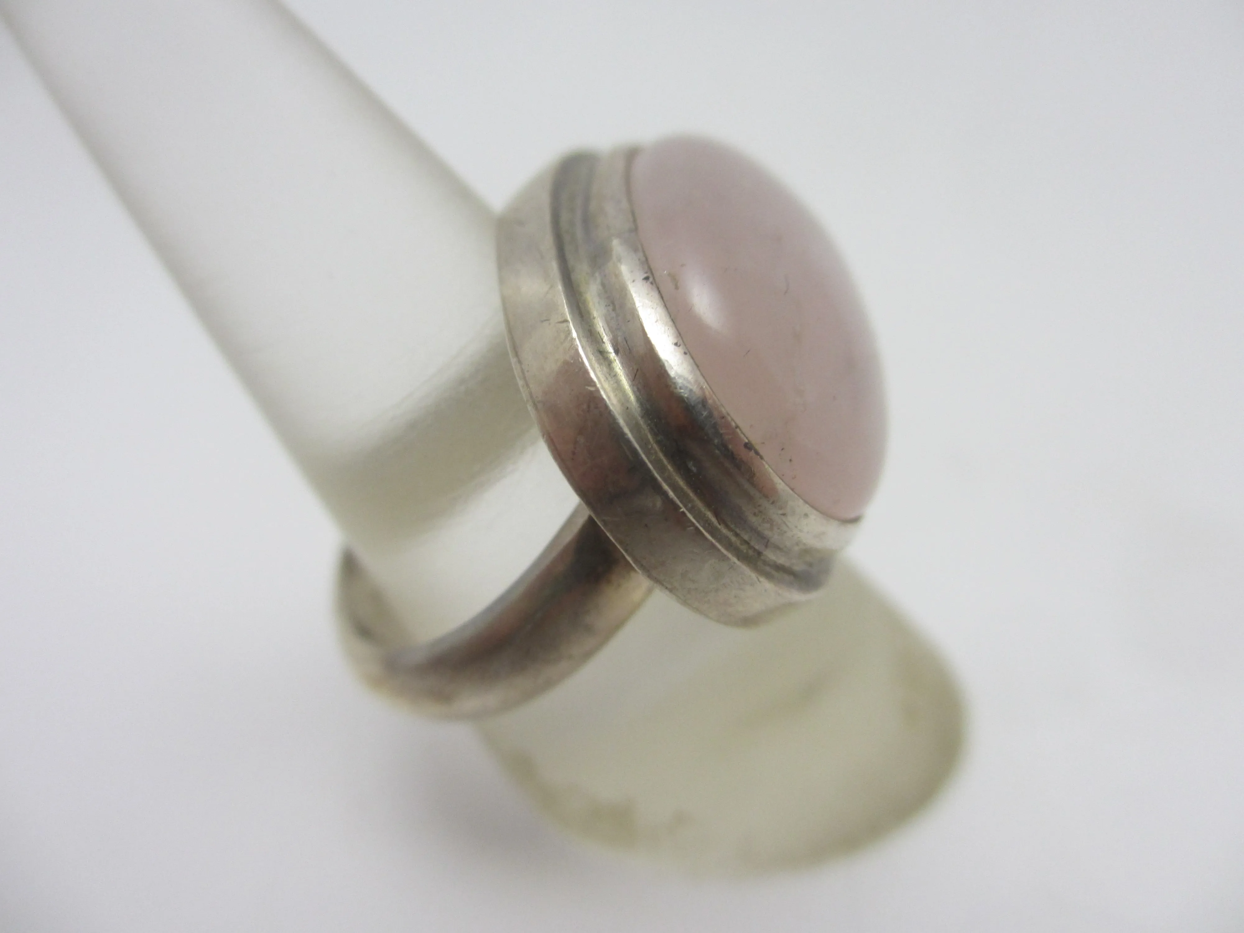 Rose Quartz Sterling Silver Ring Vintage c1980