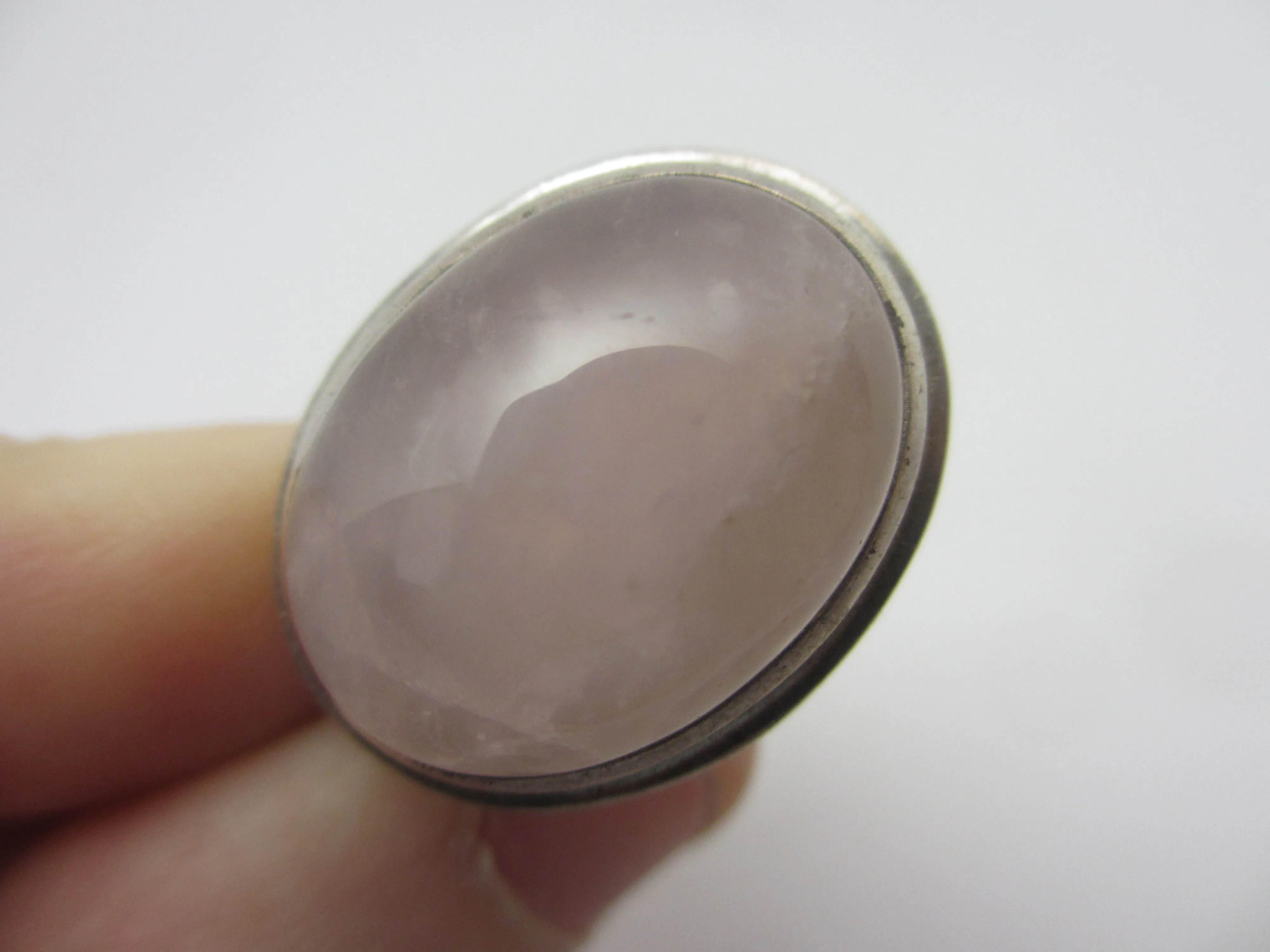 Rose Quartz Sterling Silver Ring Vintage c1980