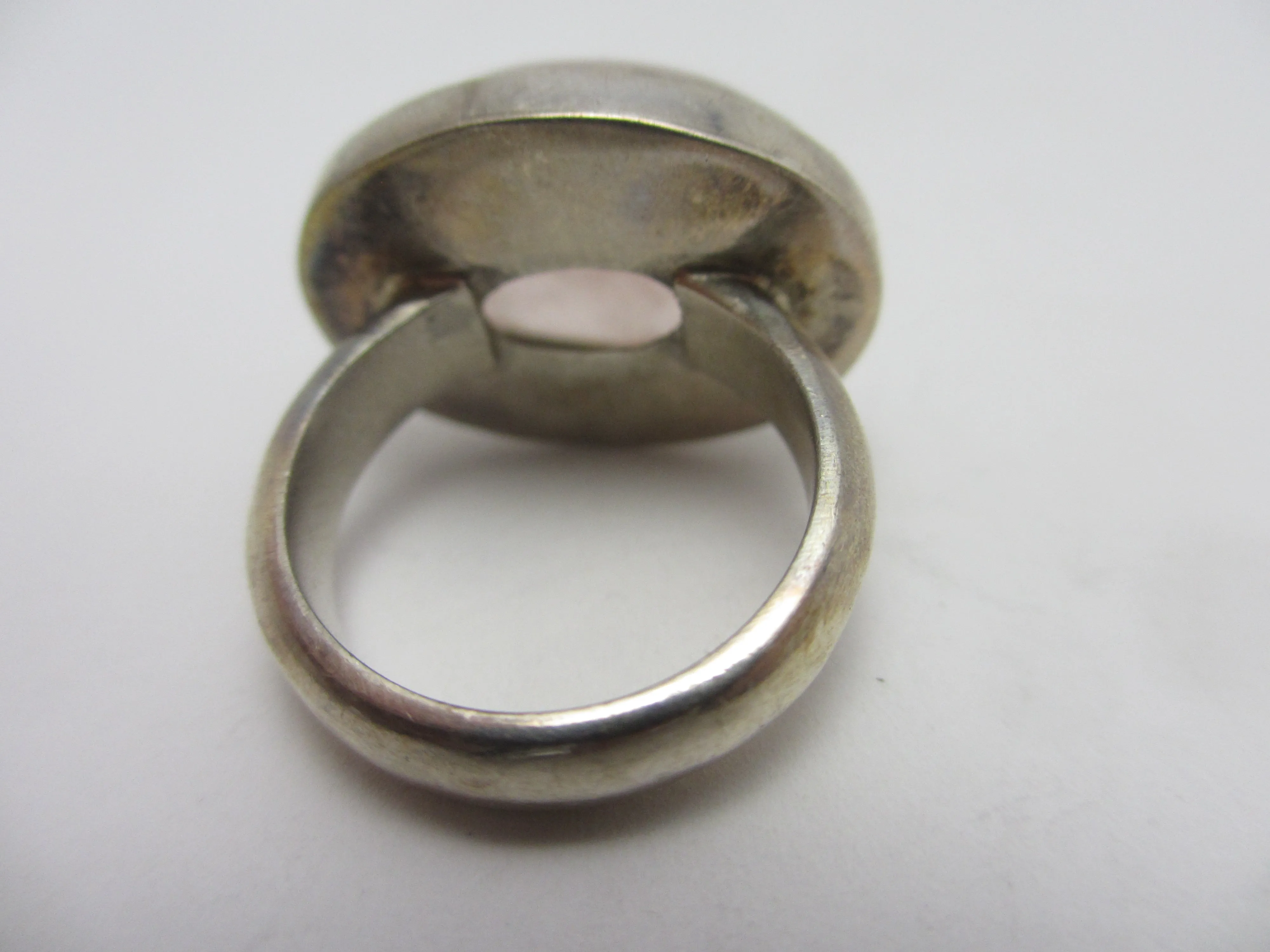 Rose Quartz Sterling Silver Ring Vintage c1980