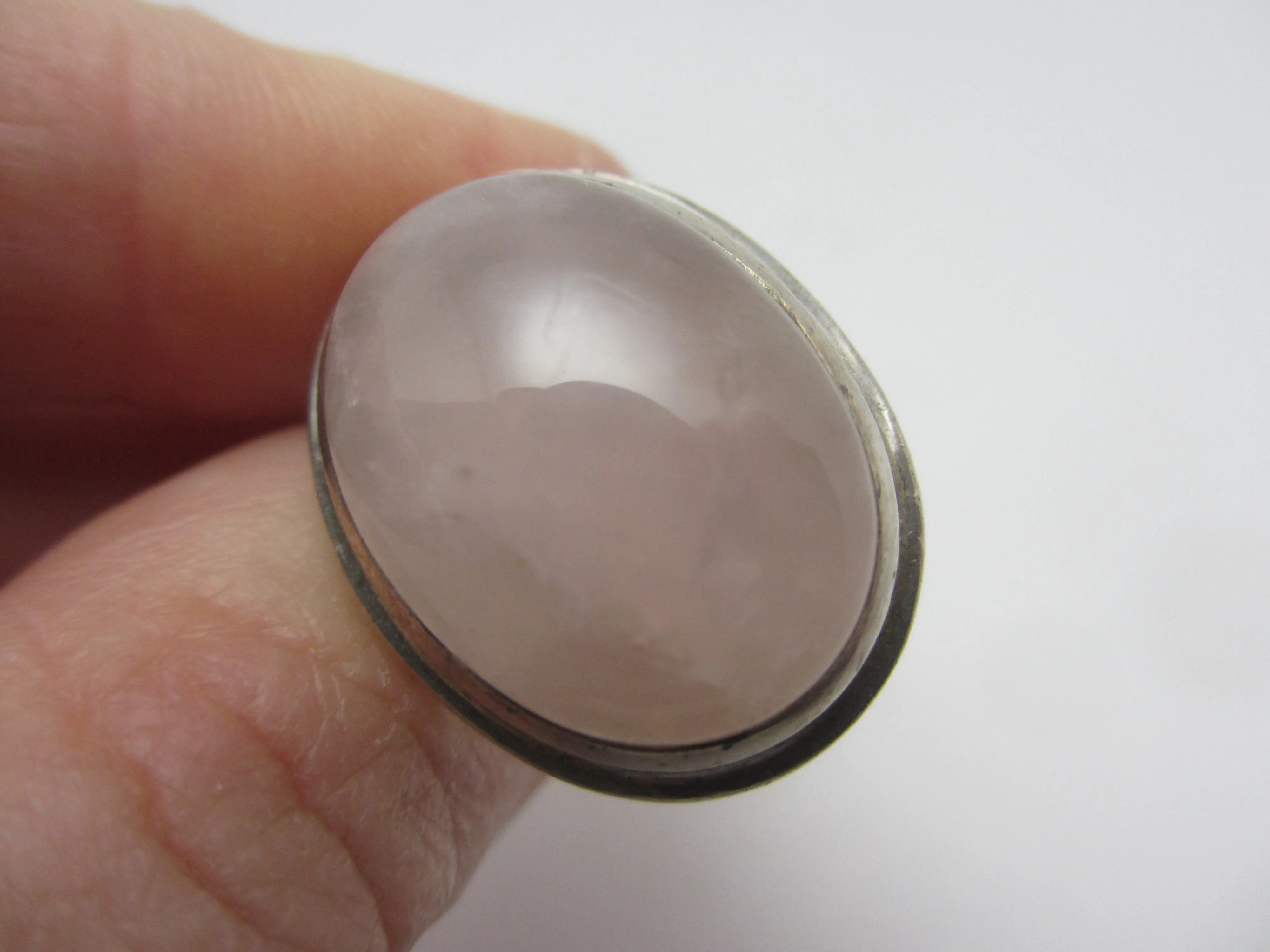 Rose Quartz Sterling Silver Ring Vintage c1980