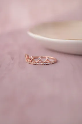 Royal Crown Rose Gold Plated Sterling Silver Ring