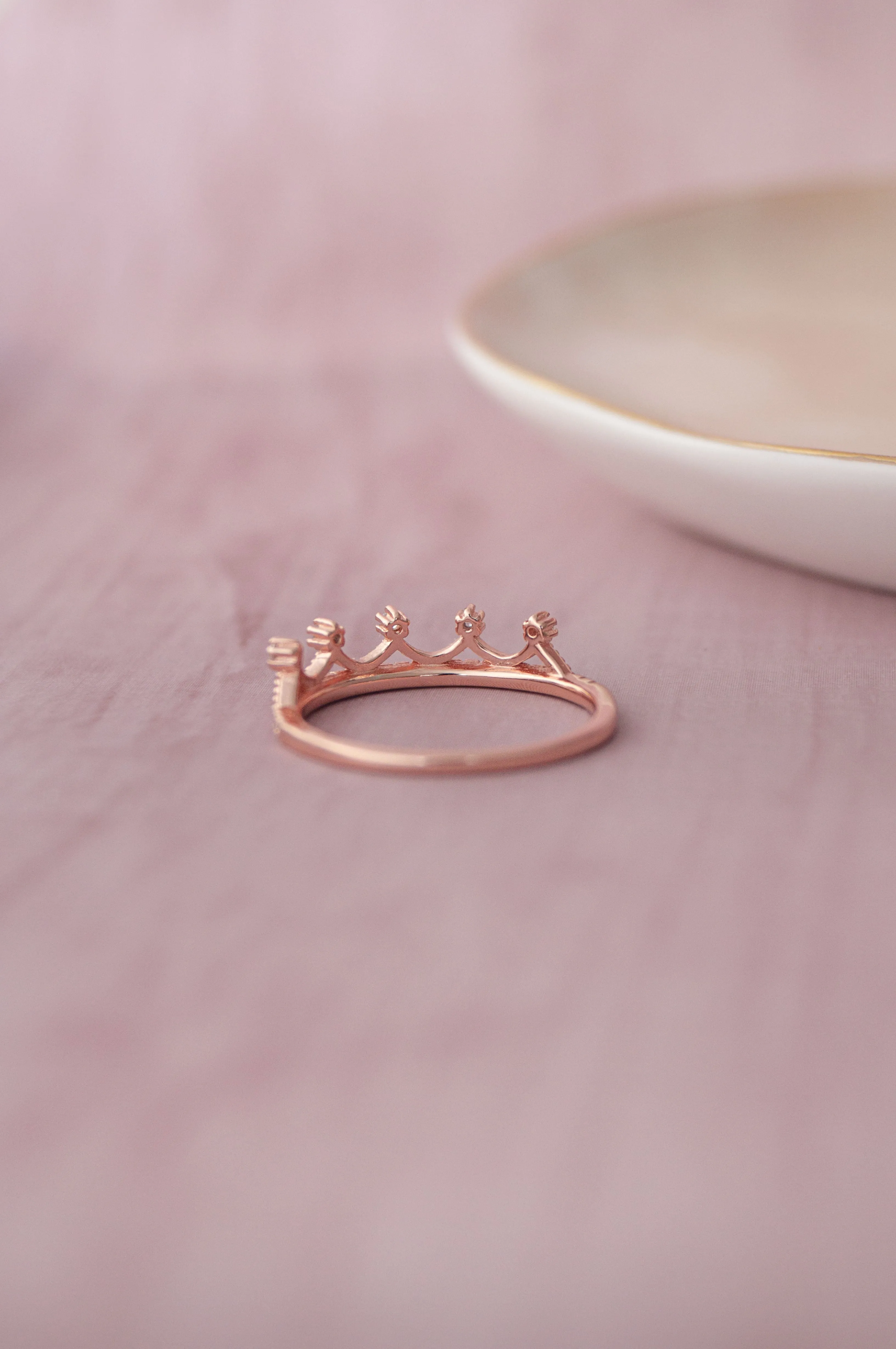 Royal Crown Rose Gold Plated Sterling Silver Ring