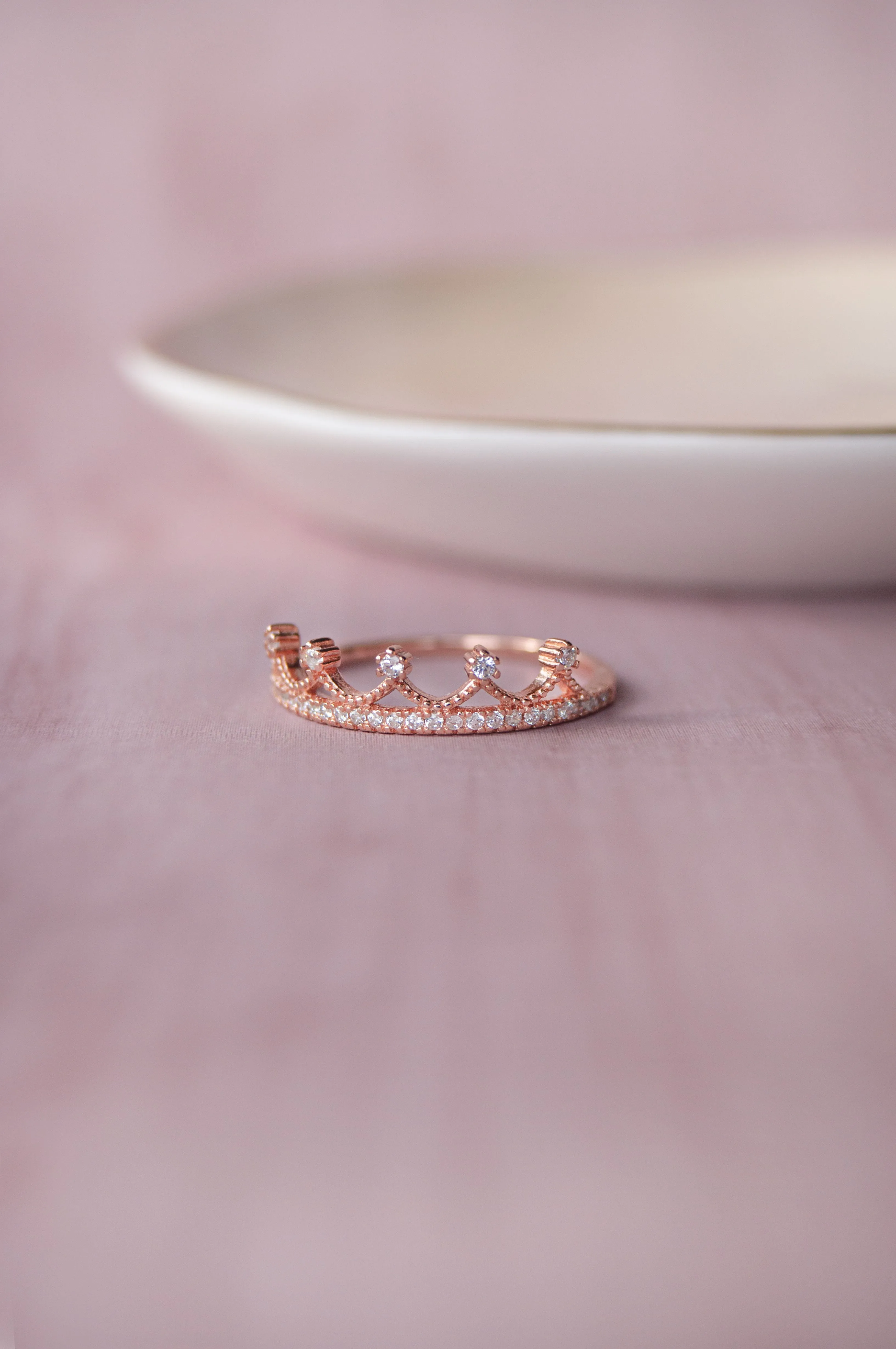 Royal Crown Rose Gold Plated Sterling Silver Ring