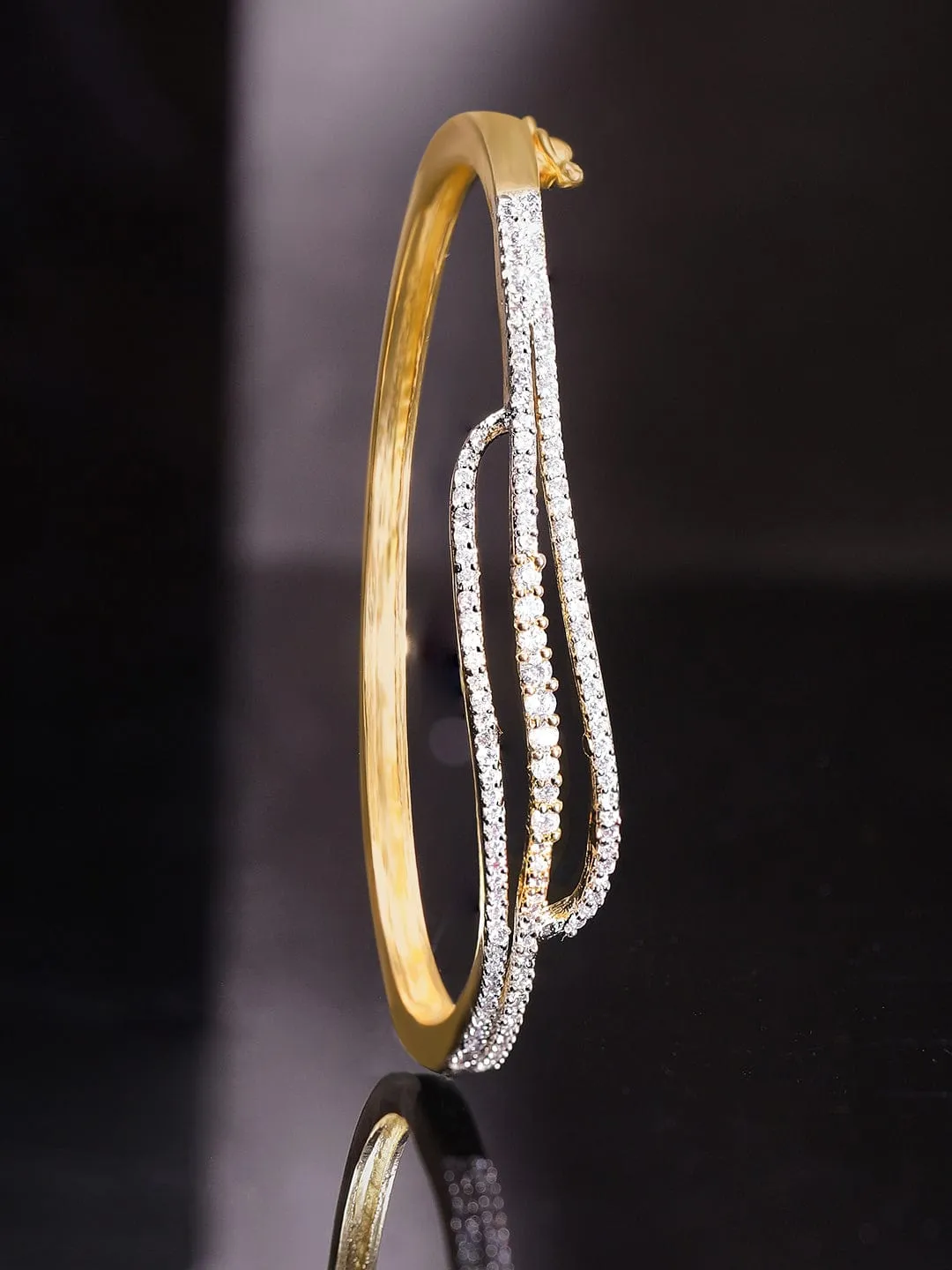 Rubans 22K Gold plated Zirconia contemporary Sleek Bracelet