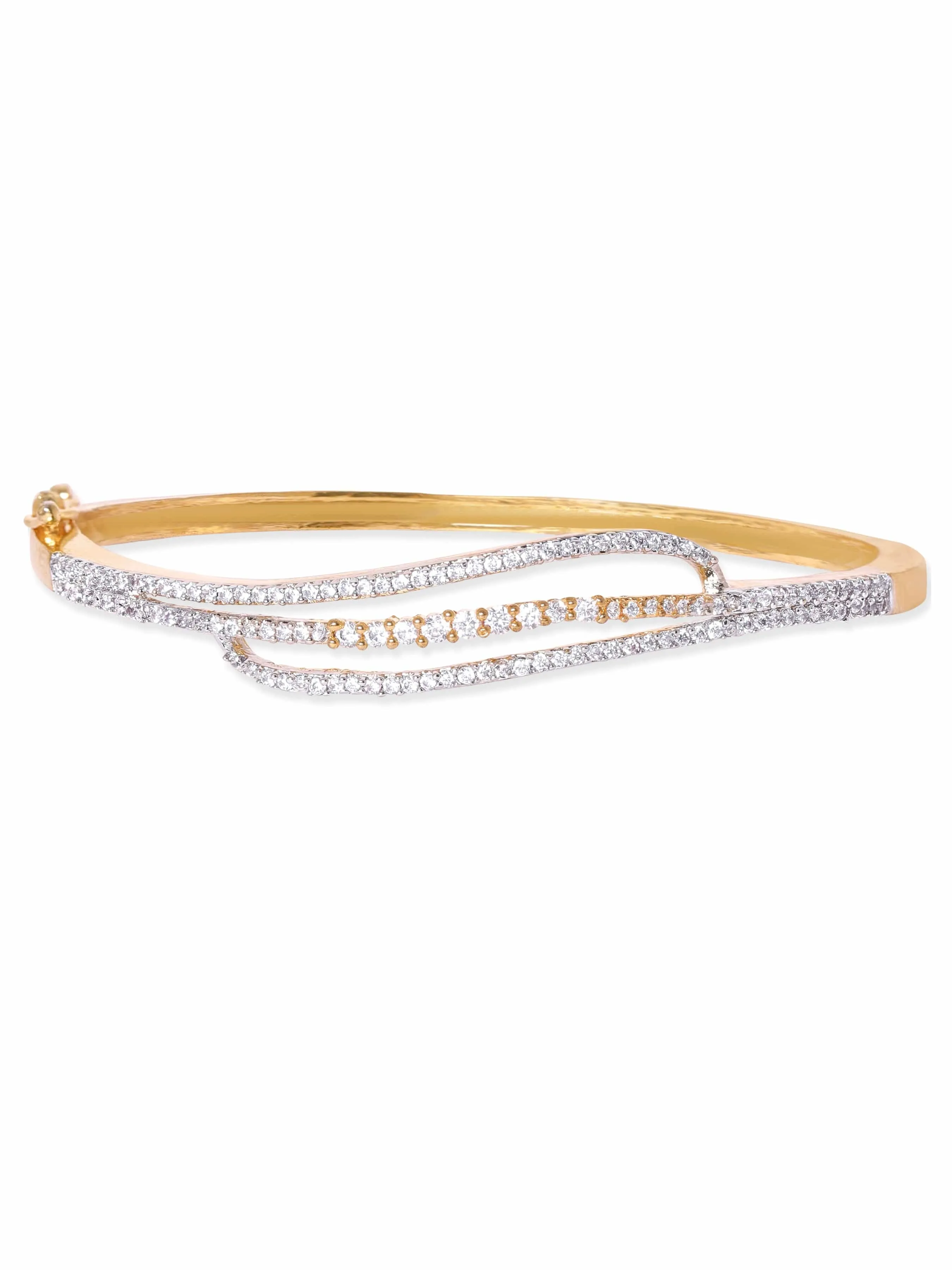 Rubans 22K Gold plated Zirconia contemporary Sleek Bracelet