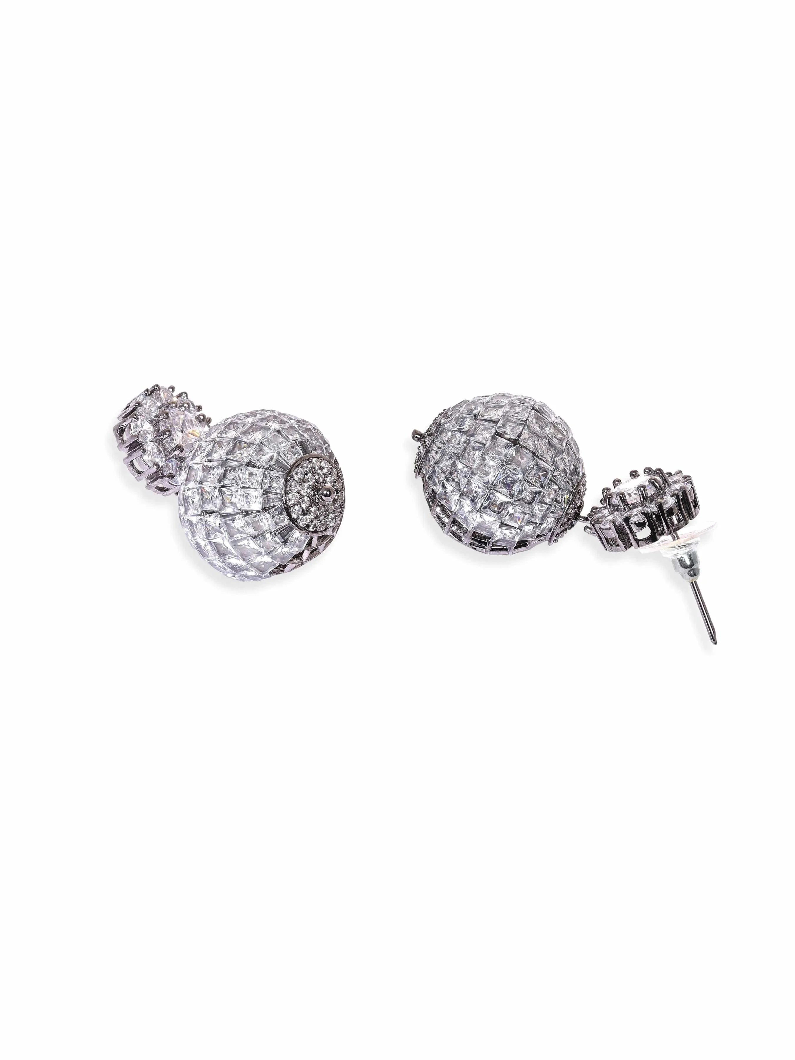 Rubans Black Rhodium plating Pave Setting Ball Drop Earrings