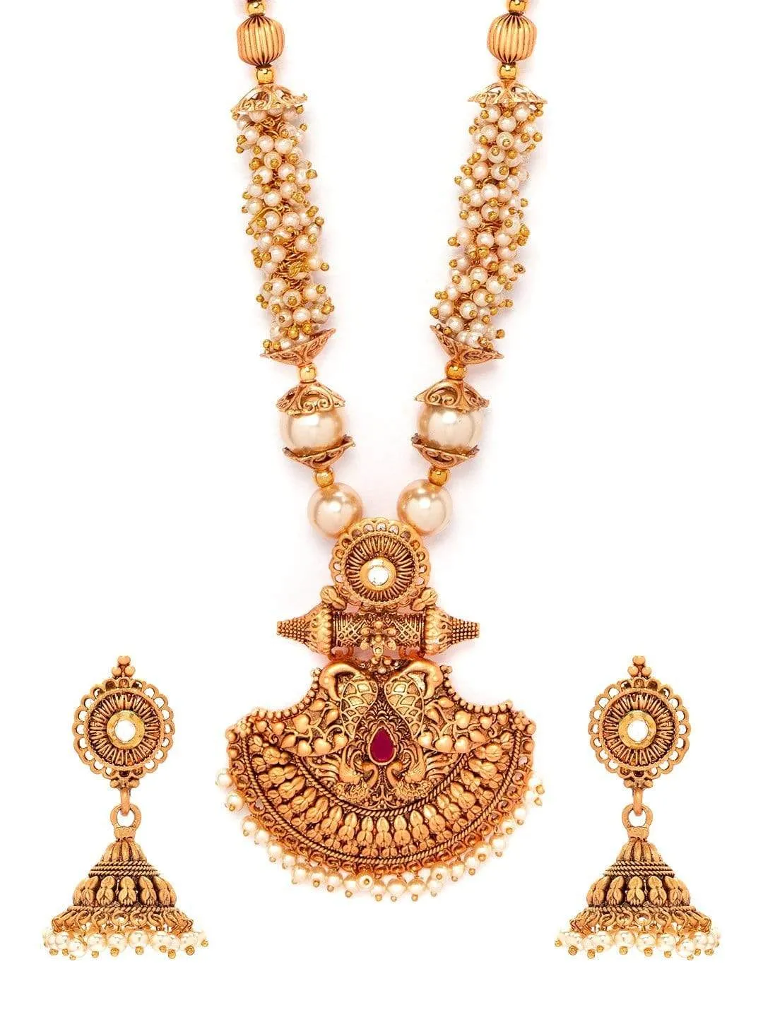 Rubans Gold Plated Hand Crafted Statement Necklace Set