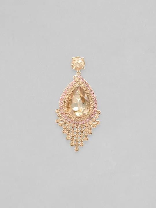 Rubans Gold-Plated Zircon Studded Drop Earrings