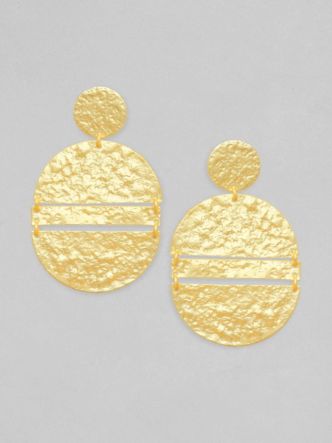 Rubans Matt Gold Finish Circular Textured Earrings.