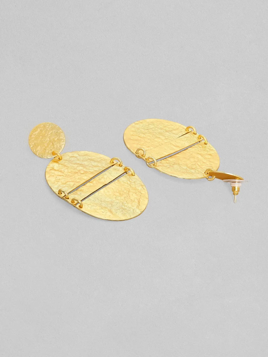 Rubans Matt Gold Finish Circular Textured Earrings.