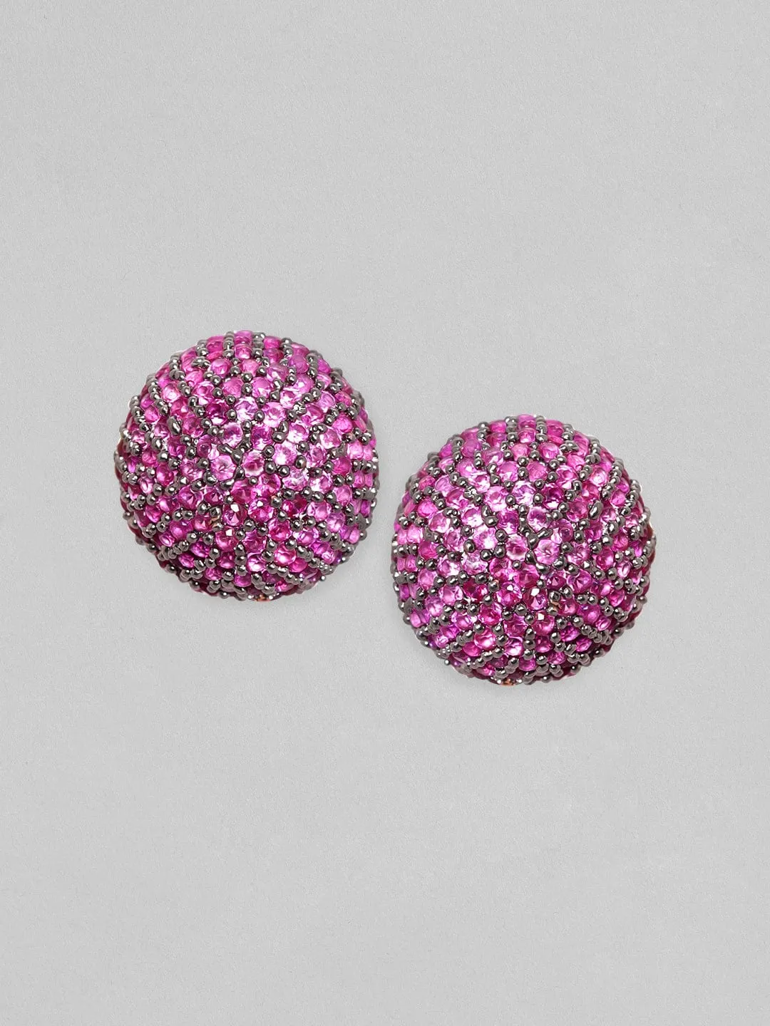 Rubans Rhodium Plated Purple Amethyst Pave Zirconia Stud Earring