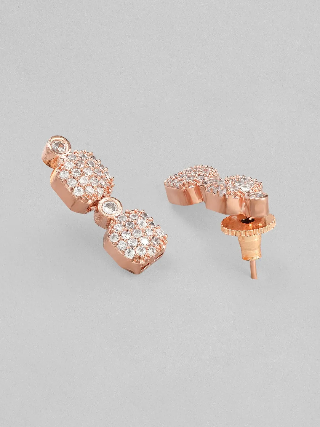 Rubans Rose Gold-Plated White AD-Studded Jewellery Set