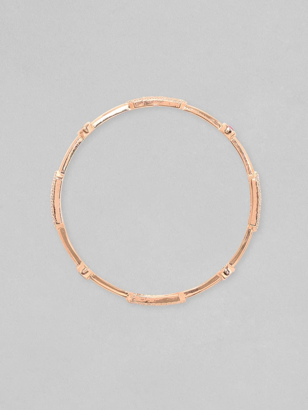 Rubans Set Of 2, 18K Rose Gold Plated Colored & White Zircons Minimal Bangles