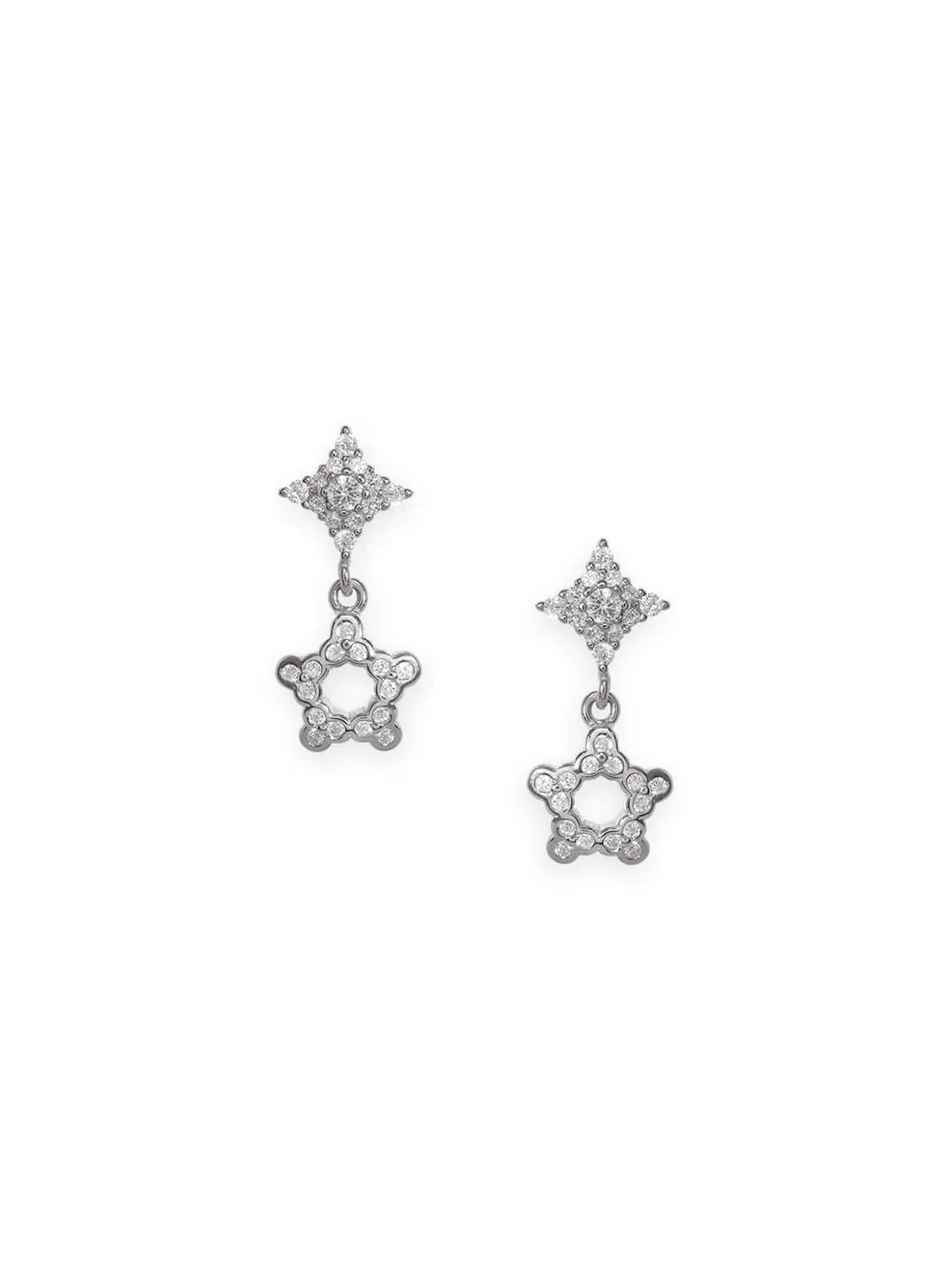 Rubans Silver Drop Earrings With Dazzling Ad Accent