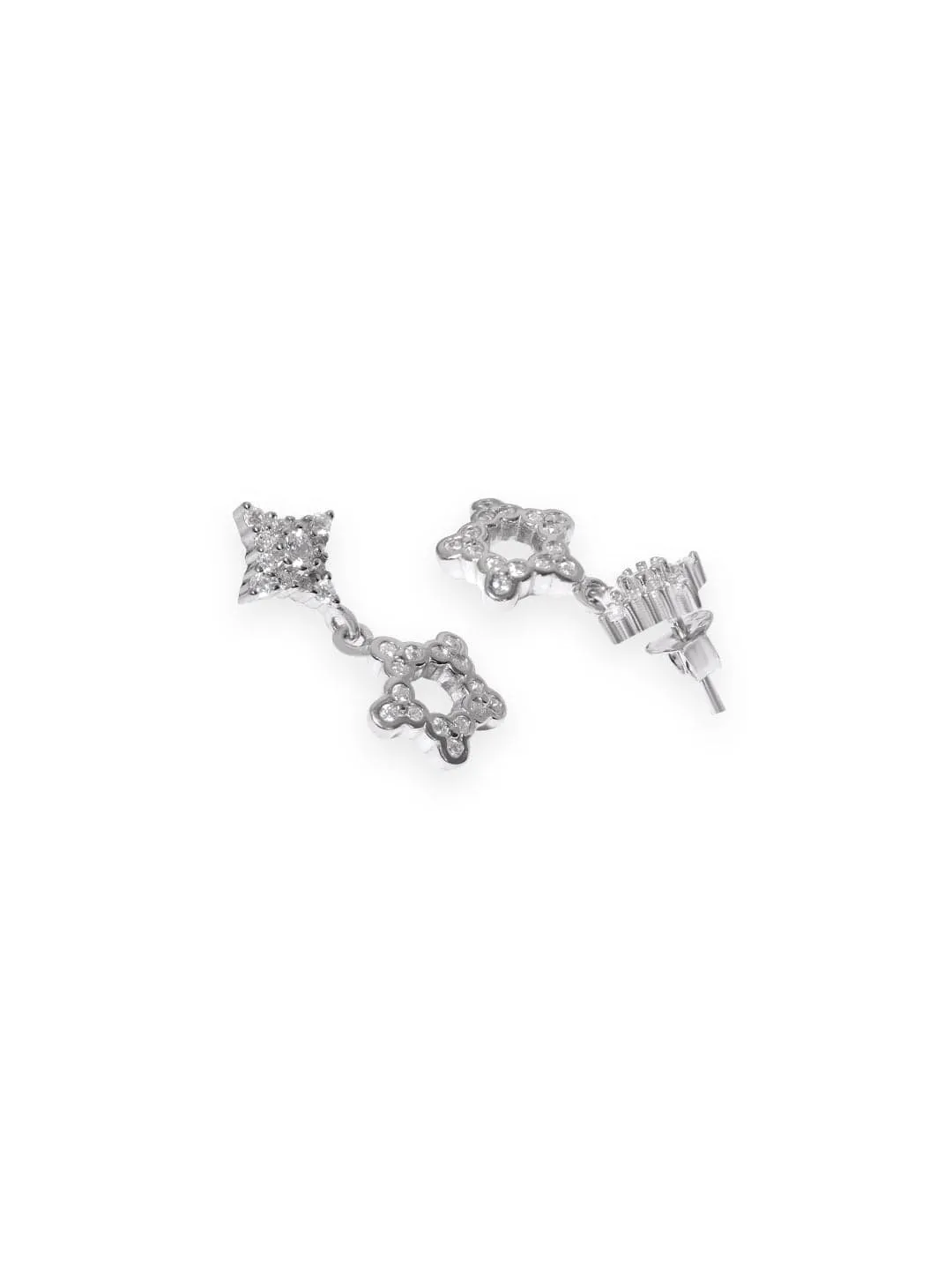 Rubans Silver Drop Earrings With Dazzling Ad Accent