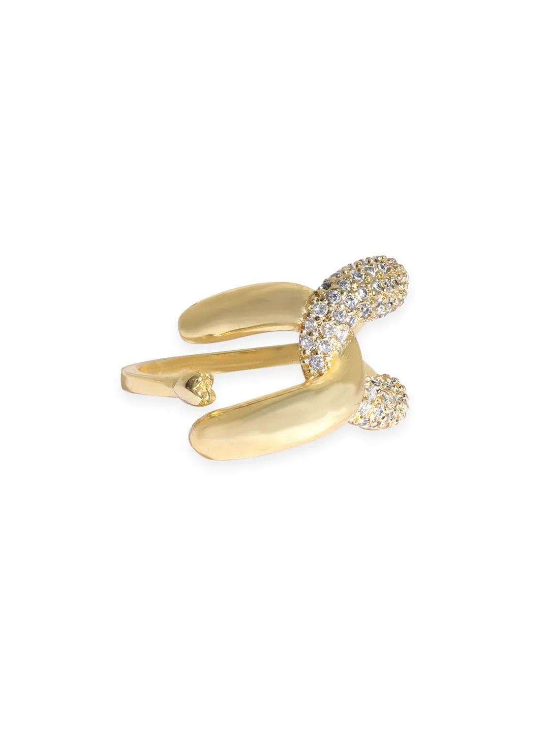 Rubans Voguish 18K Gold-Plated CZ Studded Finger Ring