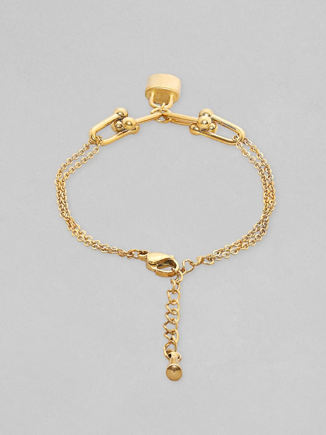 Rubans Voguish 18K Gold Plated Link With Charm Minimal Bracelet