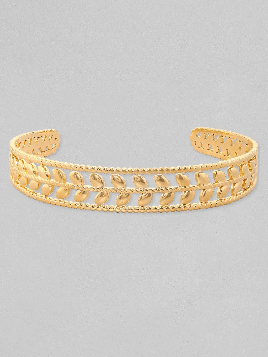 Rubans Voguish 18K Gold Plated Minimal Leaf Texture Waterproof Bracelet