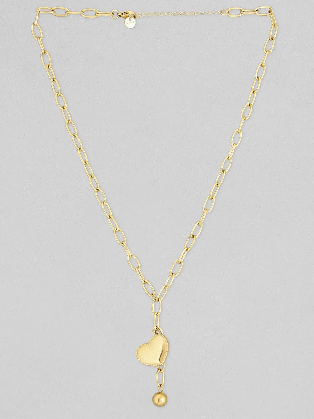 Rubans Voguish 18K Gold Plated Stainless Steel Waterproof Heart Shaped Charm And Paper Cilp Chain.