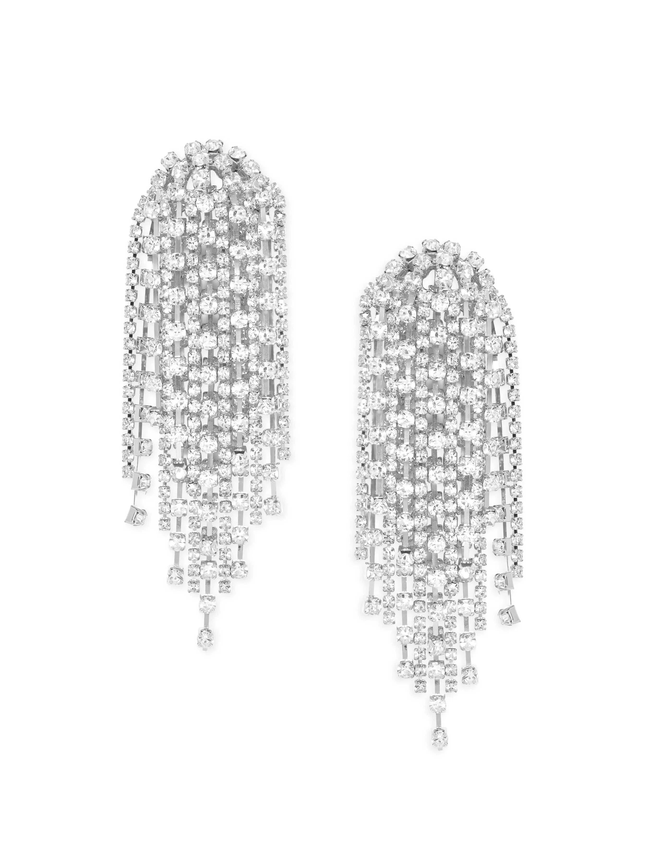 Rubans Voguish Gilded Desert Dazzle Zircon Stone Silver Tone Western Drop Earrings