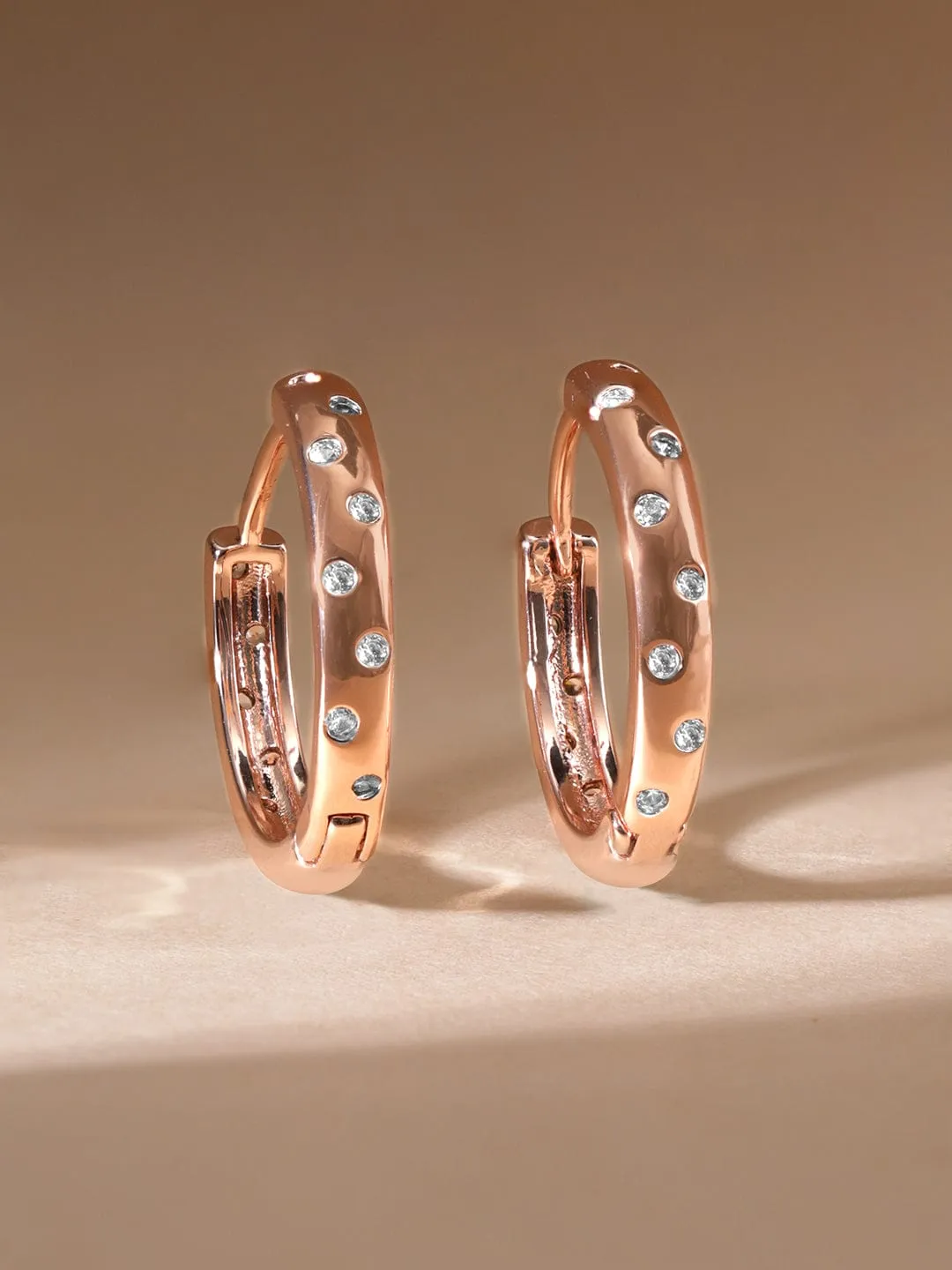 Rubans Voguish Rose Gold Geometric Studs Earrings