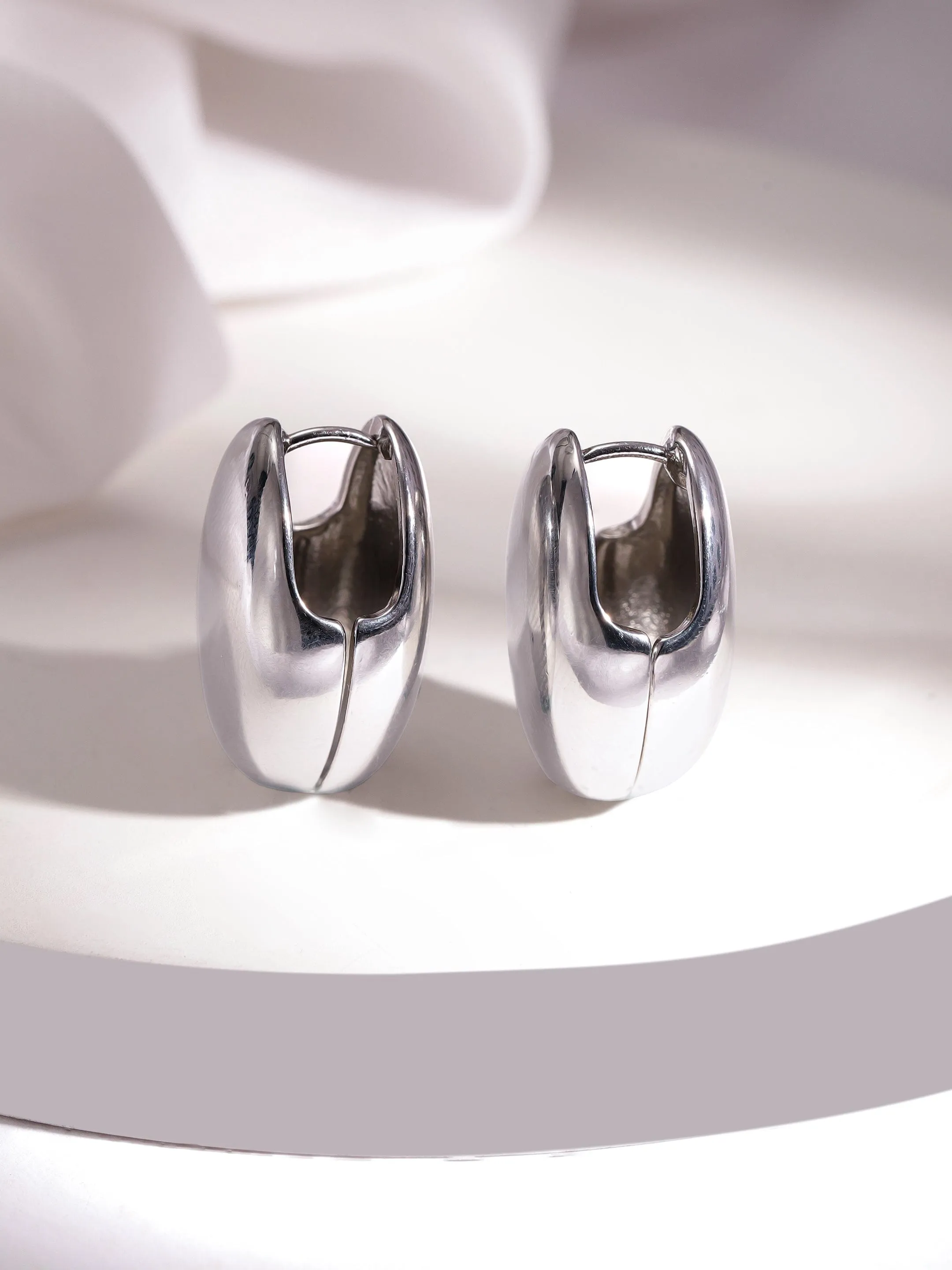 Rubans Voguish Silver-Plated Oval Studs Earrings