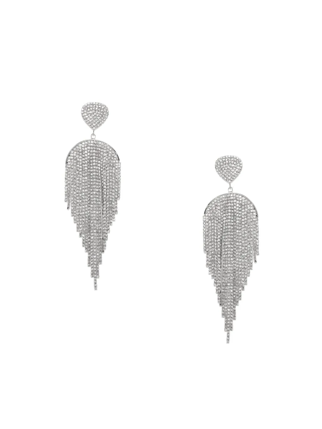 Rubans Voguish Whispers of Moonlight: Enchanting Silver Tone Shoulder Duster Earrings