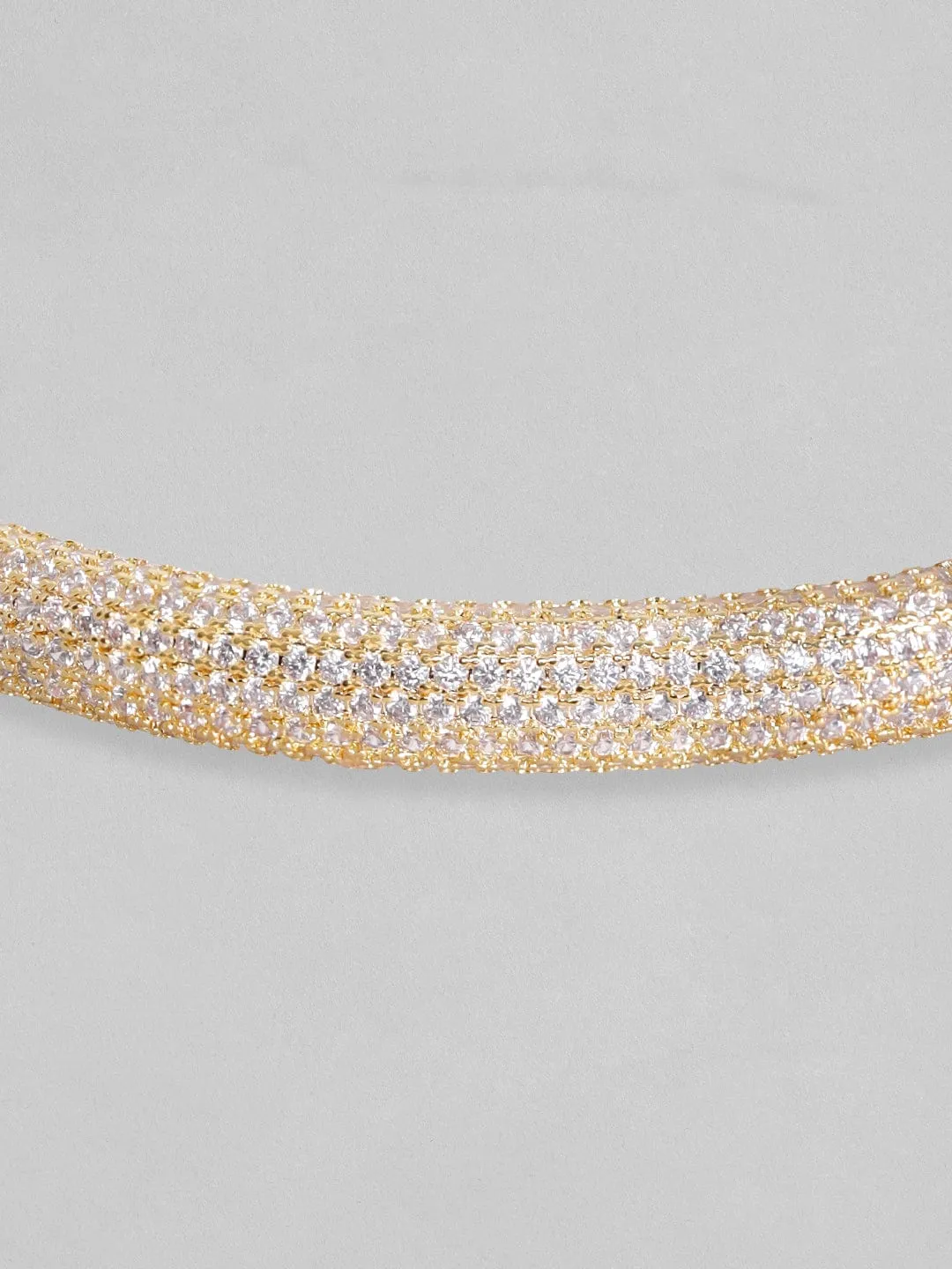 Rubans Women Gold-Toned & White Brass Cubic Zirconia Gold-Plated Bracelet