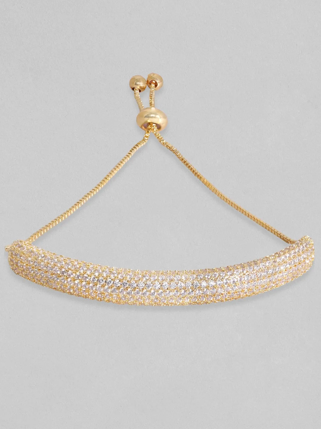 Rubans Women Gold-Toned & White Brass Cubic Zirconia Gold-Plated Bracelet