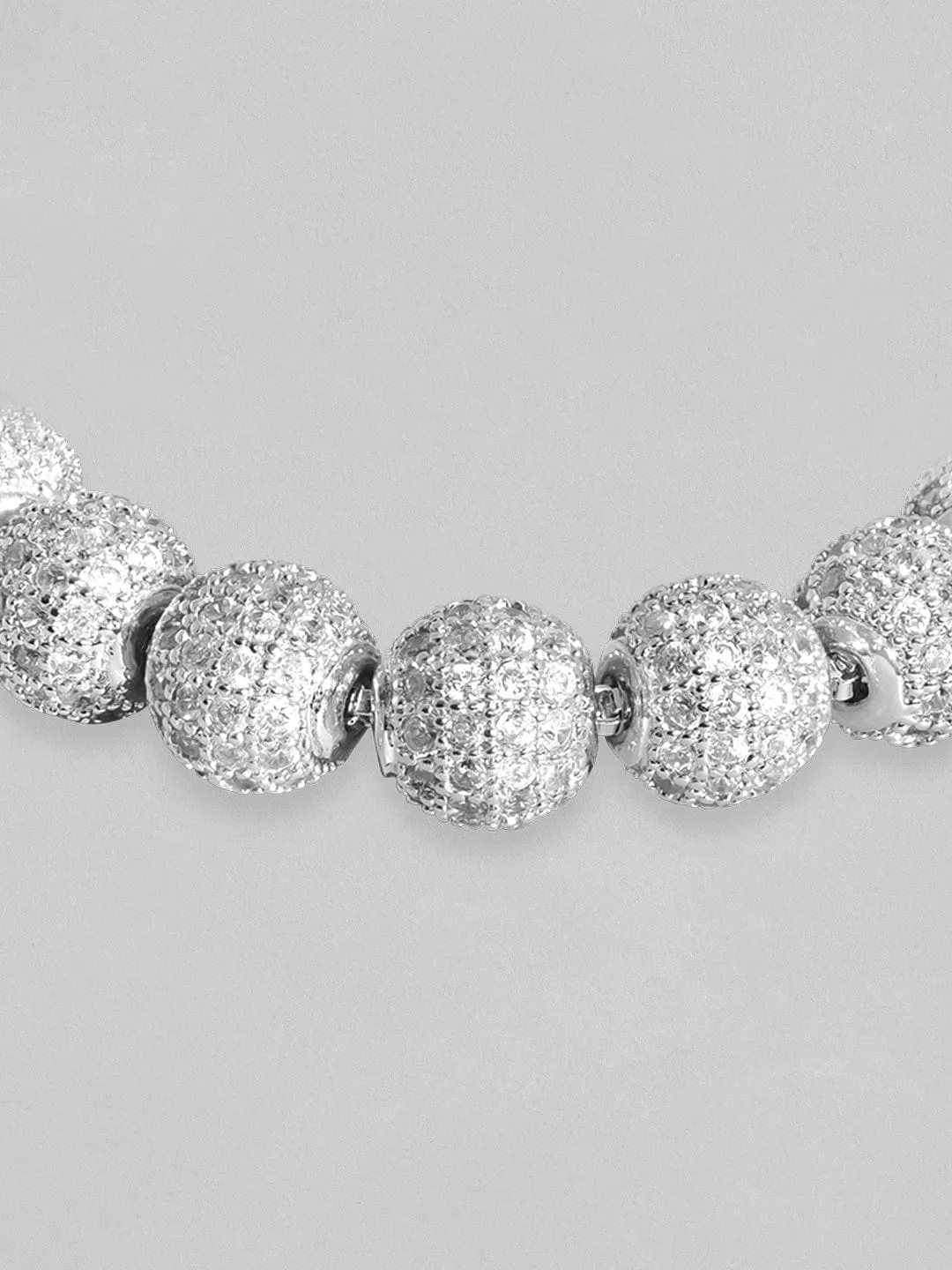 Rubans Women Silver-Toned Brass Cubic Zirconia Rhodium-Plated Bracelet