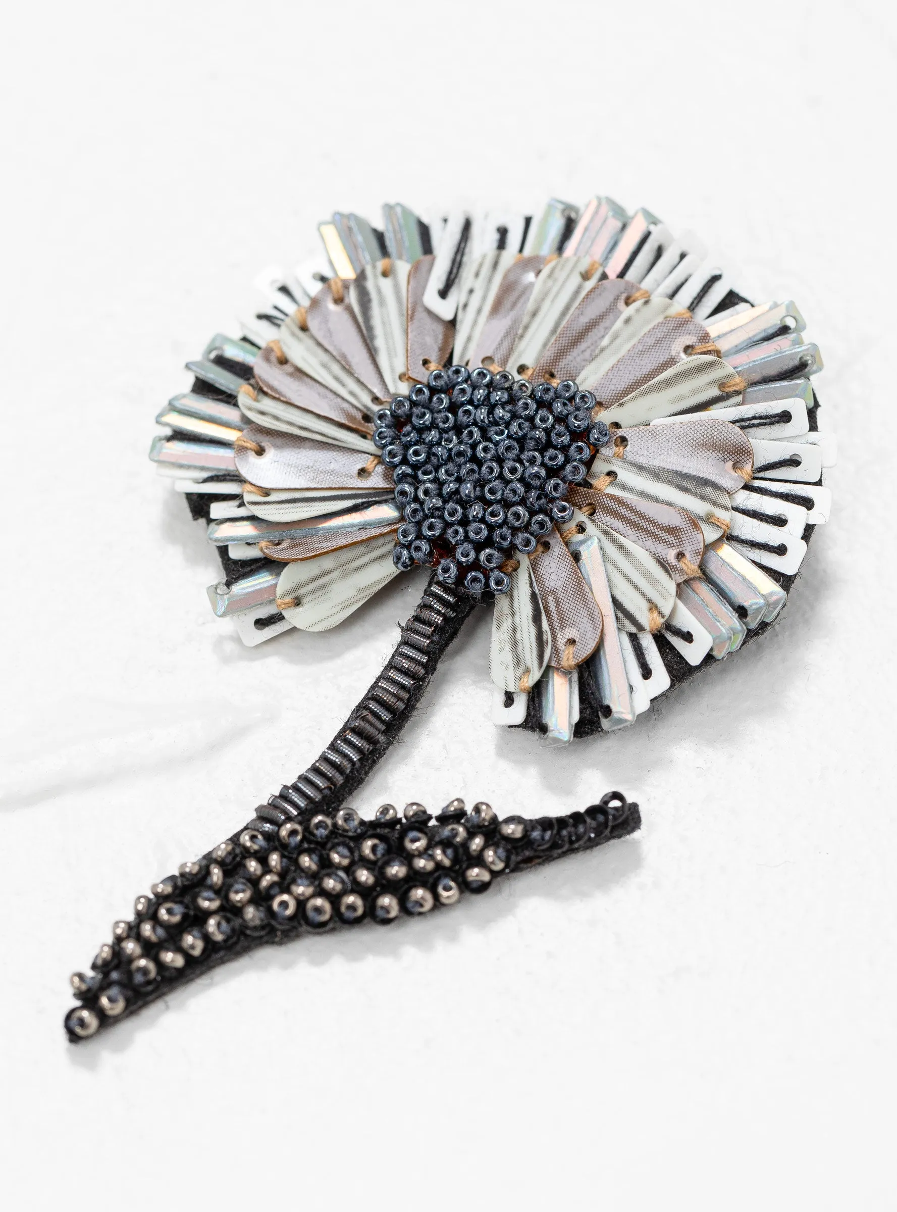 Elegant Black Ruffle Flower Brooch - Chic Accessory for Any Occasion