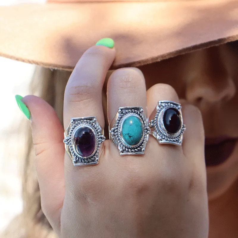 Saddle Amethyst Bohemian Ring