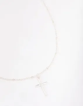 Silver Classic Cross Ball Chain Necklace