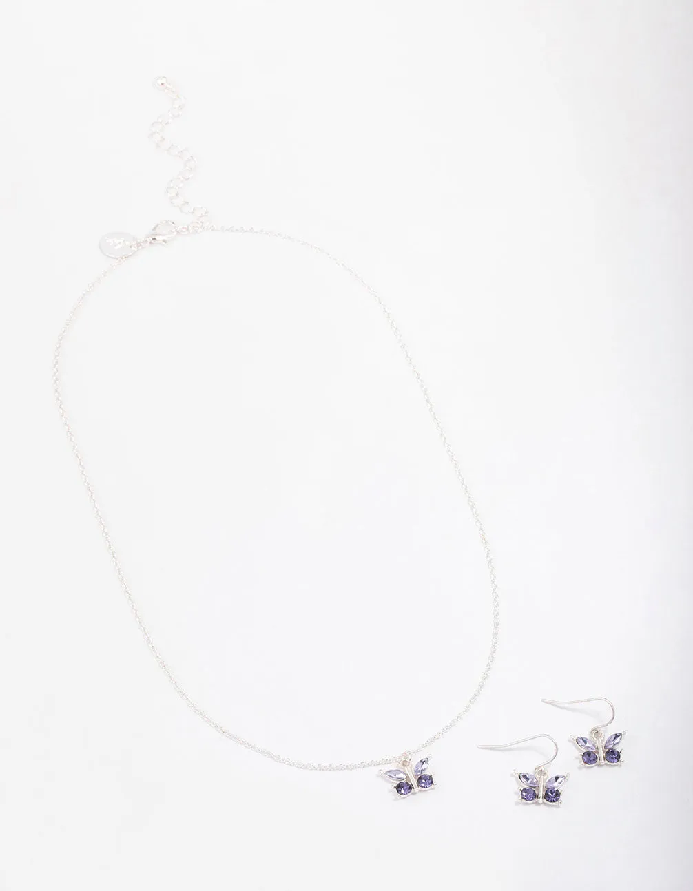 Silver Diamante Butterfly Jewellery Set