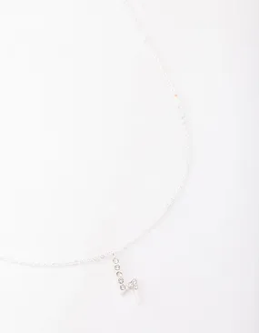 Silver Diamante Lightning Bolt Necklace